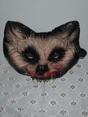 Vintage Halloween Scary Horror Werewolf Wolf Costume Half Mask